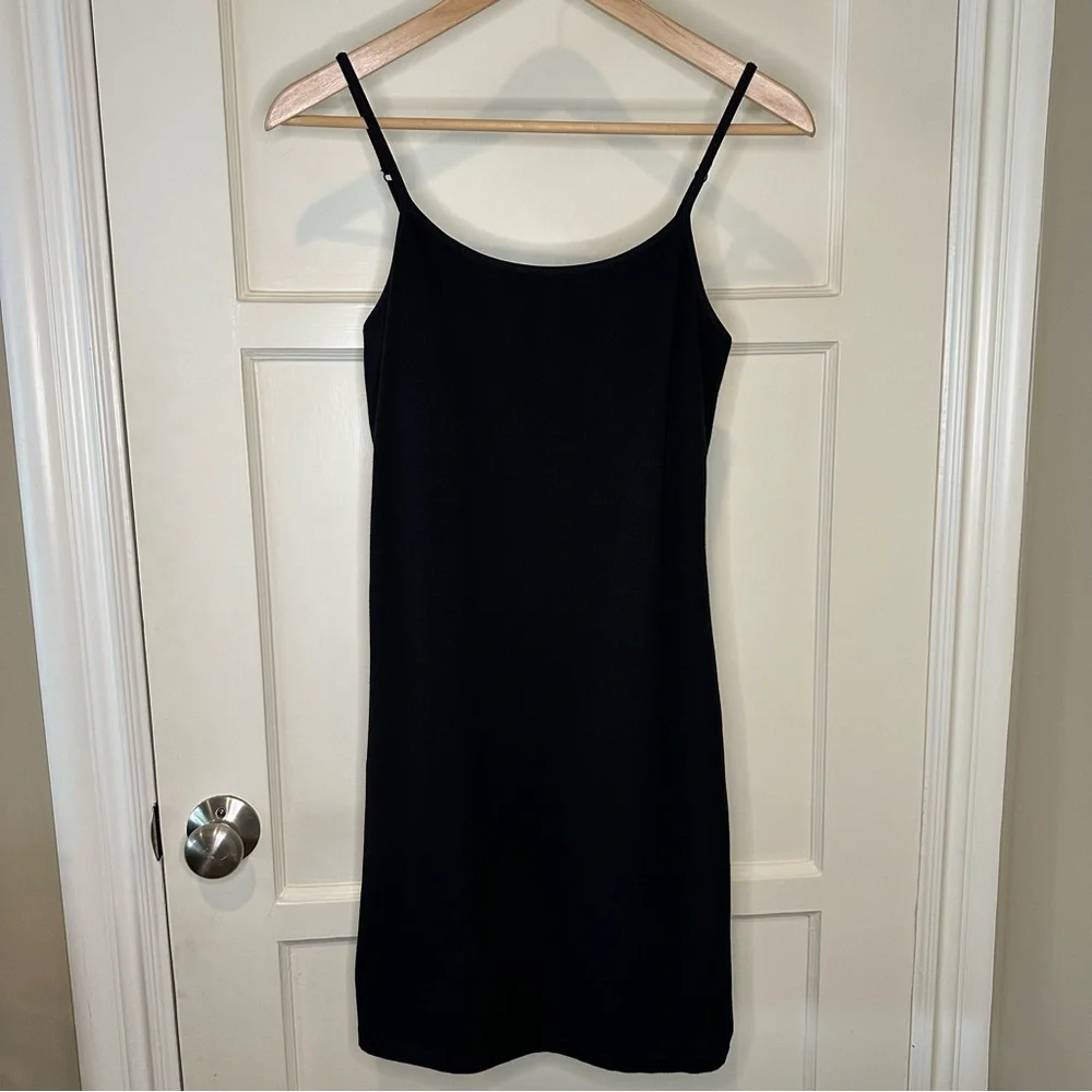 Express Mini Dress with Rhinestone Shoulder Detail, Black - Size Small
